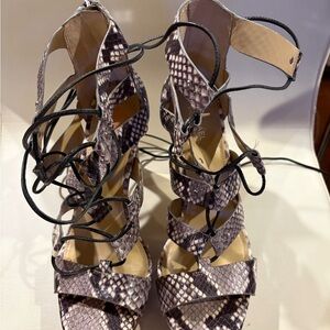 MICHAEL Michael Kors Snakeskin Lace-Up Heels